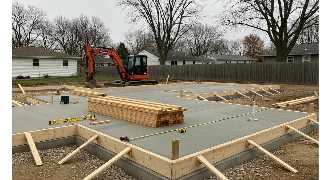General construction project with crew and equipment